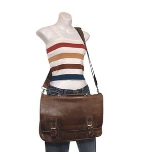 SMRITI Vintage Distressed Brown Leather Crossbody Shoulder Messenger Bag